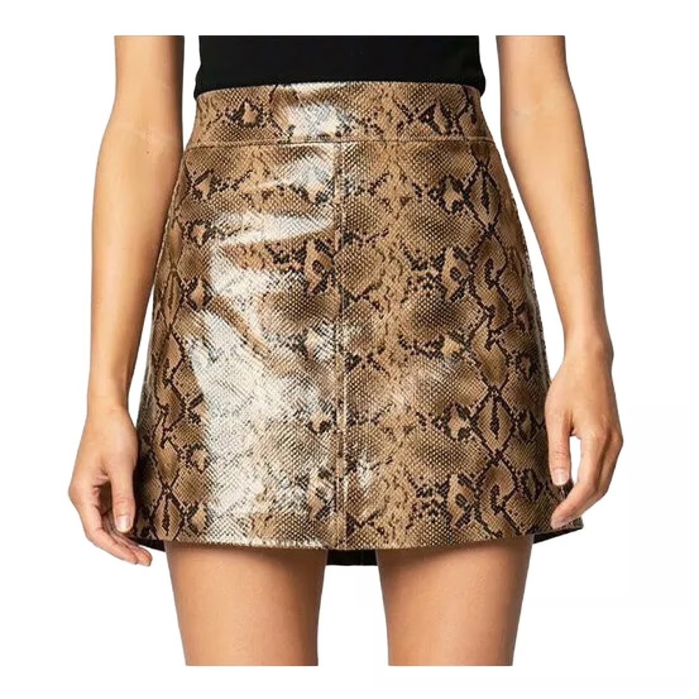 [BLANKNYC] Women's Faux Snakeskin‎ Vinyl Mini Skirt Size 28 Animal Print A-Line